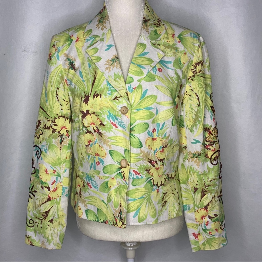 Coldwater Creek Floral Embroidered Blazer 32PE
